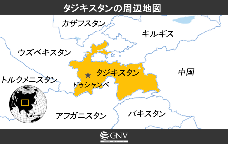 Map of Tajikistan and surrounding areas